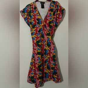 Nooworks Multicolor Abstract Midi Wrap Dress